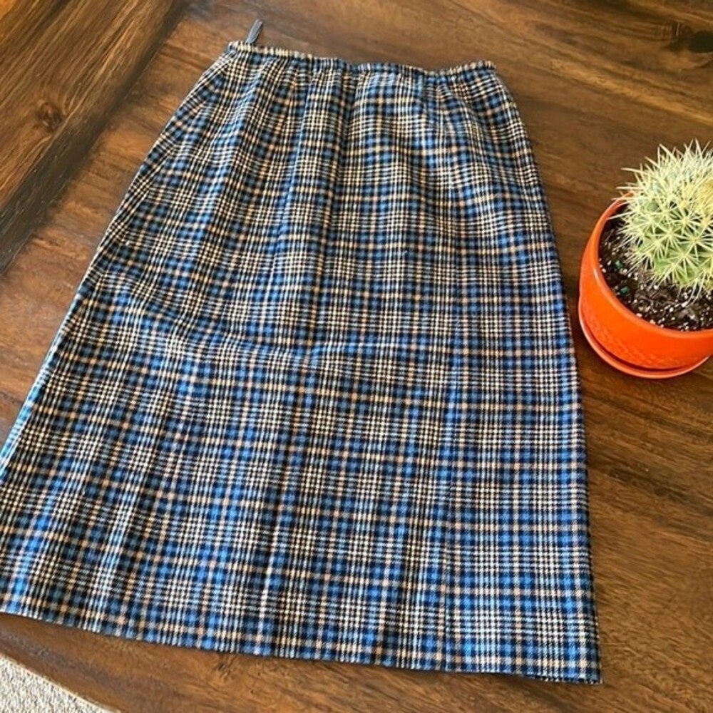 Vintage Blue Wool Plaid Pendleton Skirt Size 8